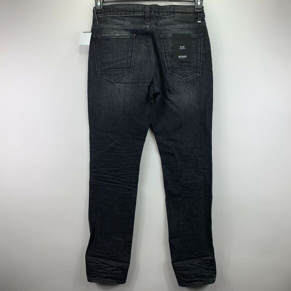 Hudson Mens Blake Distressed Slim Fit Straight Leg Jeans Black 32 - Picture 2 of 5